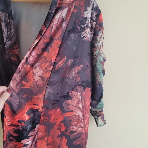 Lily by Firmiana Sheer Modern Camo Leaf Print Open Front Cardigan Size S - Picture 4 of 6